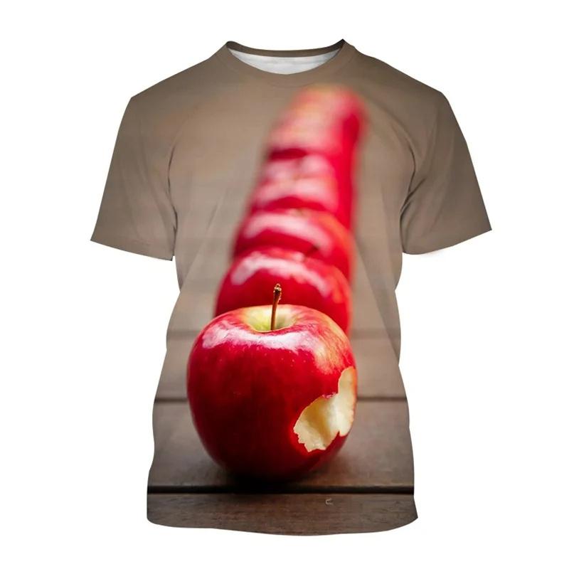 3D Printed Apple T-Shirt Men  Women Fruit Pattern Summer Street Casual Short Sleeve Breathable O-Neck T-Shirts
