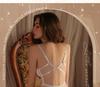 Man Yan Sexy Hollow-Out Bow Suspender Nightgown Sleepwear with Bust Support