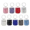 Small Waterproof Pills Box with Keychain Rhinestones Travel Accessory Portable Small Case Keychain Diamond Box Keyrings