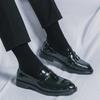 Men Shoes Green Black Loafers Men PU Embossed Pattern Tassel Decoration Round Toe Business Formal Shoes Large Sizes 38-46