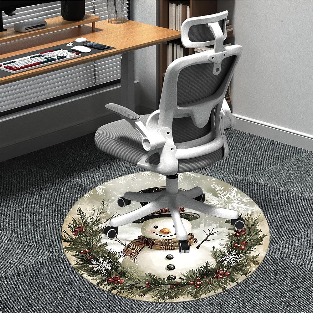 

1PC Winter Wonderland Office Round Area Rug, Mat Suitable For Office, Under Office Chairs Bedroom Living Room Home Decor, Room Deco 80cm
