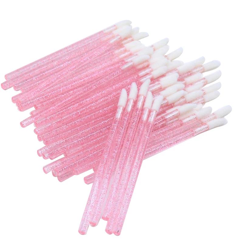 50Pcs Disposable Crystal Lip Brush Lipstick Gloss Wands Eyelash Spoolies Lash Extension Cleaning Applicator Micro Makeup Tools