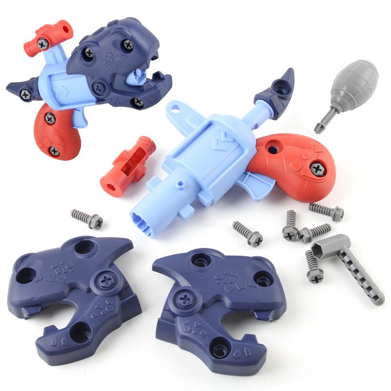 Children'S Disassembly Toys, Diy Assembly And Disassembly Nut Combination Shootable, Dinosaur Aircraft Toy Gun