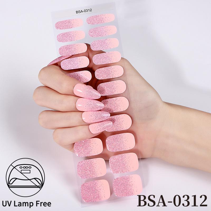 Waterproof Super Sparkle Gel Nail Stickers (Solid Color, UV-Free, No Lamp Required)