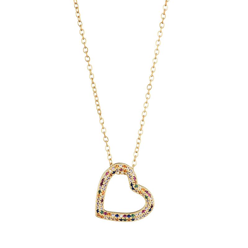 Fashion Heart Full Zinconia Pendant Charm Neklace For Women Stainless Steel Chain Choker Necklace Female Dainty Daily Jewelry