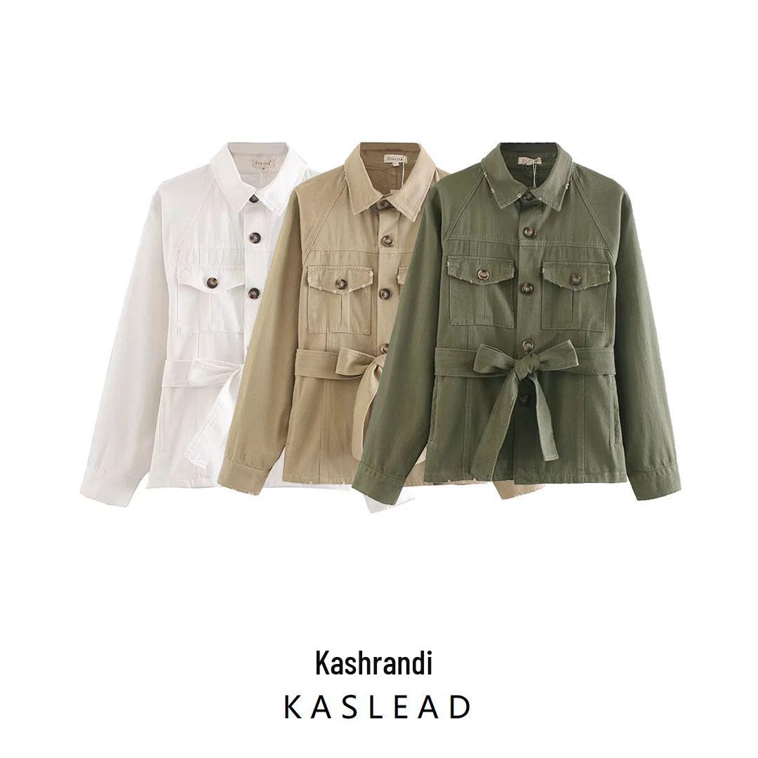 

2024 Women s Winter Distressed Pocket Workwear Shirt Jacket - European & American Style Fashion Large армія зелений колір