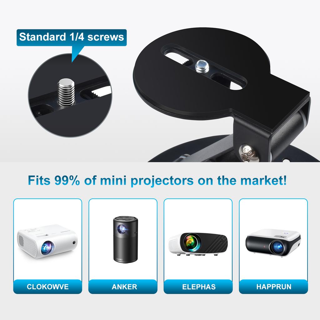 Uchwyt do projektora, Wielofunkcyjny uchwyt do projektora ze śrubą uniwersalną 1/4 cala, Stojak do projektora do kina domowego, pokoju zabaw, biura