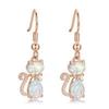 Wish White Gold Rose Gold Blue and White Opal White Diamond Cat Bow Earrings Versatile Ear Hook