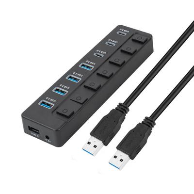 USB C Adapter 7 In 1 Splitter With 4 USB3.0 Port 3 Type C Port 5Gbps Speed Switches Controlled Data Transfer Adapter