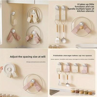 Suction Cup Pot Cover Rack Wall Mounted Non Perforated Kitchen Storage Rack Cutting Board Rack