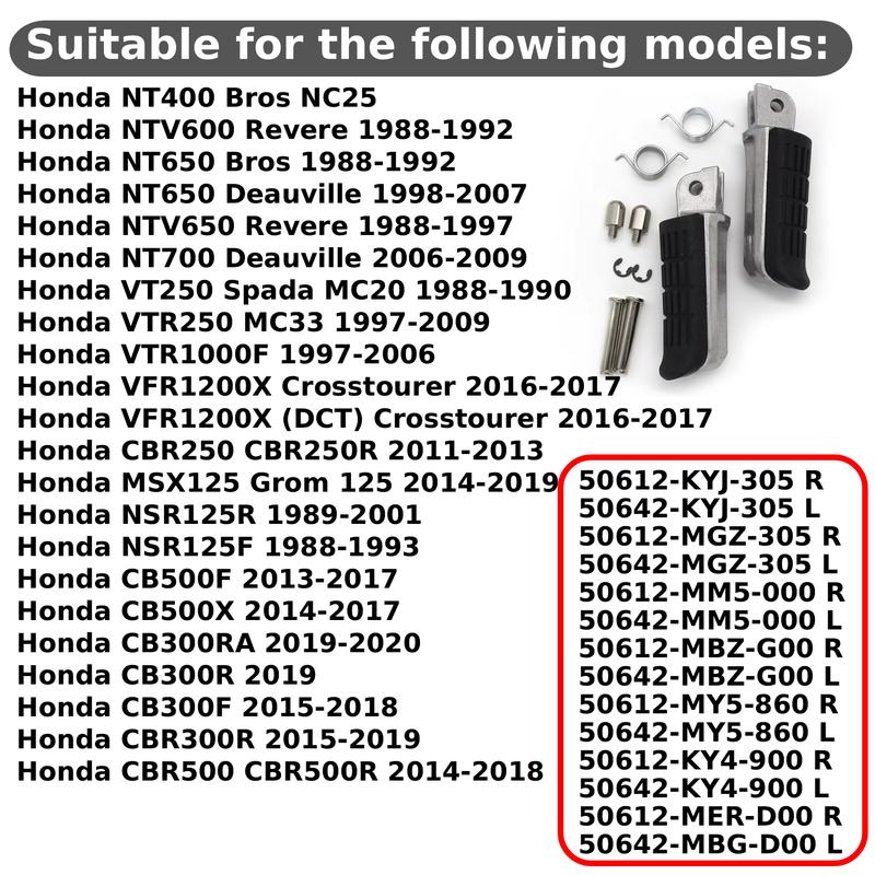 2 pcs Front Footrests Foot Pegs For Honda NT650 Bros Deauville NTV650 Revere NT700 50612-KY4-900 50612-MER-D00 R 50642-KY4-900 L