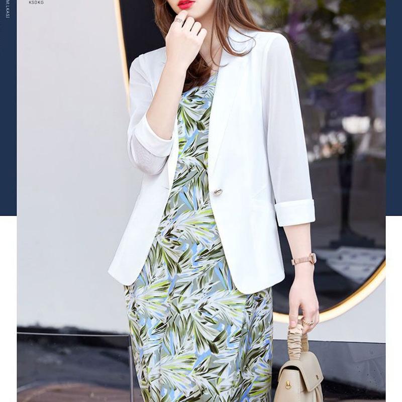 2023 Neue Sommer-Mode Premium Temperament Mesh Slim Oversize Dreiviertel Sonnenschutz Lässig Lässig Damen Einfarbig Blazer