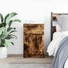 Nightstand Smoked Oak Finish 39 X 35 X 65 Cm Engineered Wood
