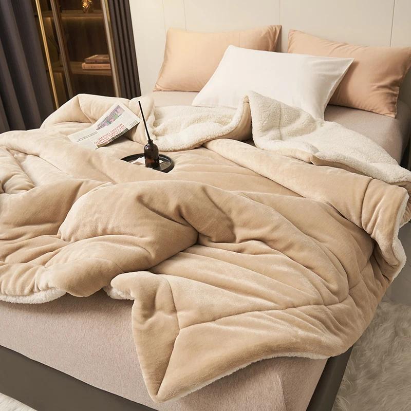 Super Soft Imitation Lambswool Blanket Autumn Winter Double Queen Blankets High Quality Comfortable Milk Fleece Sofa Blanket