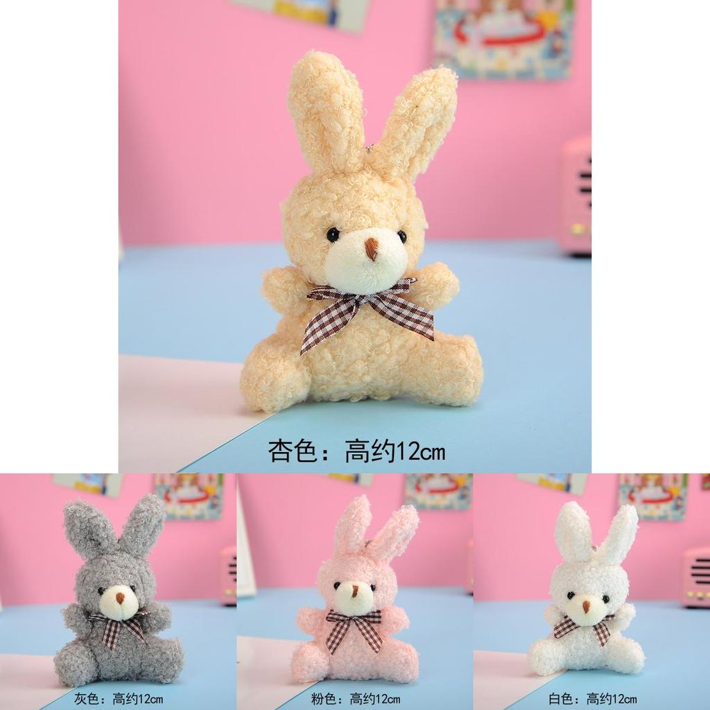 Adorable Plush Bunny Keychain Teddy Bear Style Soft And Fluffy Backpack Accessories