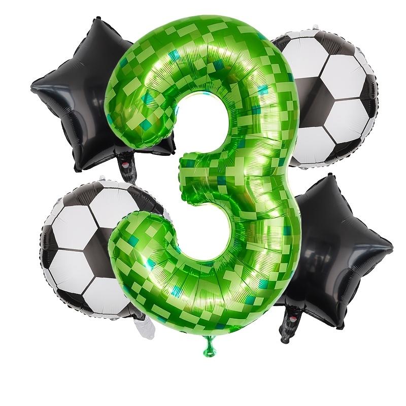 5pcs 40inch Pixel Number Balloons Set/Soccer Theme Birthday Balloons with Helium Valve/Aluminum Film Material/Ideal for Birthday