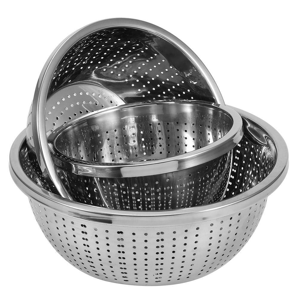 3Pcs/Set Stainless Steel Rice Sieve Rice Washing Filter Strainer Drainer Kitchen Cleaning Gadge