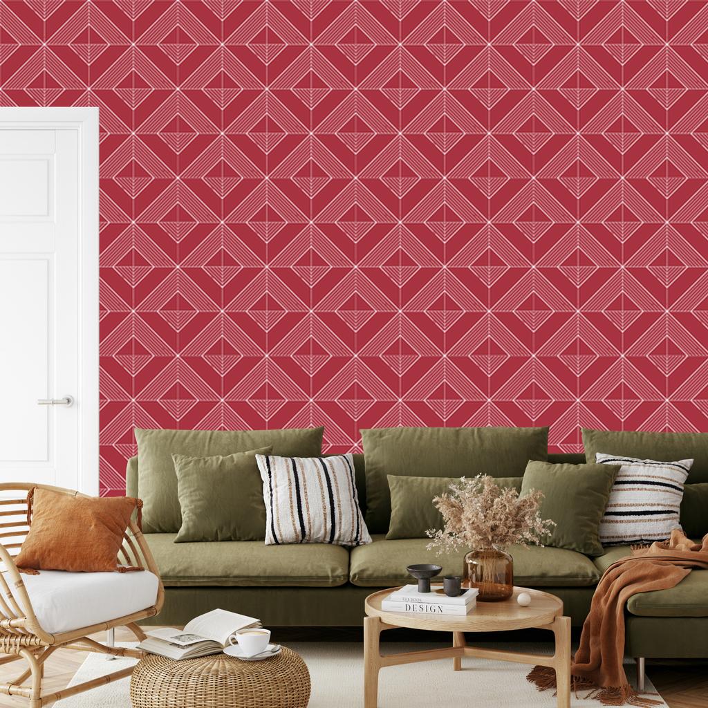 Geometric rhombus wallpaper red, red background 50x1000