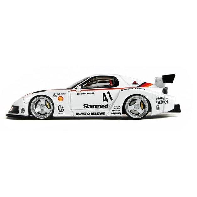 Gulliver D MODEL Customized Series 1/64 MAZDA RX-7 LB Super Silhouette White Diecast Model Car DBW058A