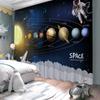 Cartoon High Shading Curtain Children's Room Boy Bedroom Astronaut New Bay Window Sunscreen Blackout Sound Insulation Drape 2Pcs