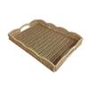 Storage Tray Wicker Basket with Handles Retro Rattan Weave Design