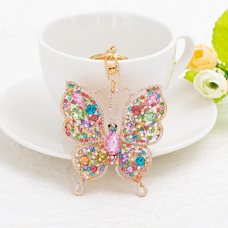 2024 New Creative Butterfly Key Chains Alloy Inlaid with Diamonds Fashionable and Simple KeyChains Car Charms Bag Charm Keyring