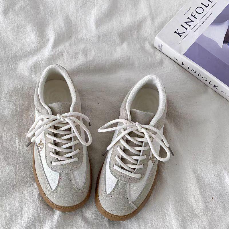 Women's new retro niche versatile casual sports round head white shoes student board shoes