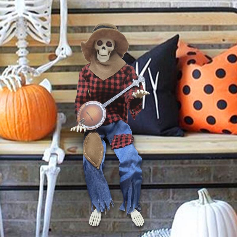 Spooky Skeleton Figurine Halloween Spooky Skull Figurines Decor Portable Design Desktop Decor For Fireplaces Tables Shelves