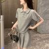 Trendy Summer Sports Suit: Playful Two-Piece Short Sleeve & Shorts Set for Women
