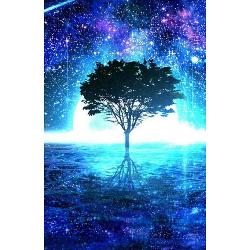 DIY Scenic 5D Diamond Painting Full Round Drill Tree Diamond Embroidery Cross Stitch Mosaic Cross Stitch Wall Art Home Decor
