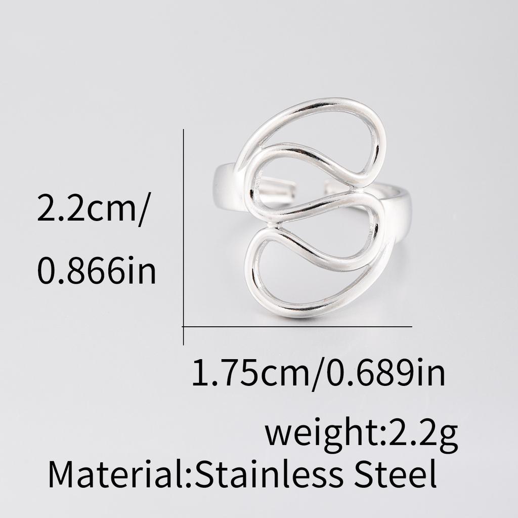 1Pcs Female Stainless Steel Open Ring, Geometric Ring, Exaggerated Accessory Ring