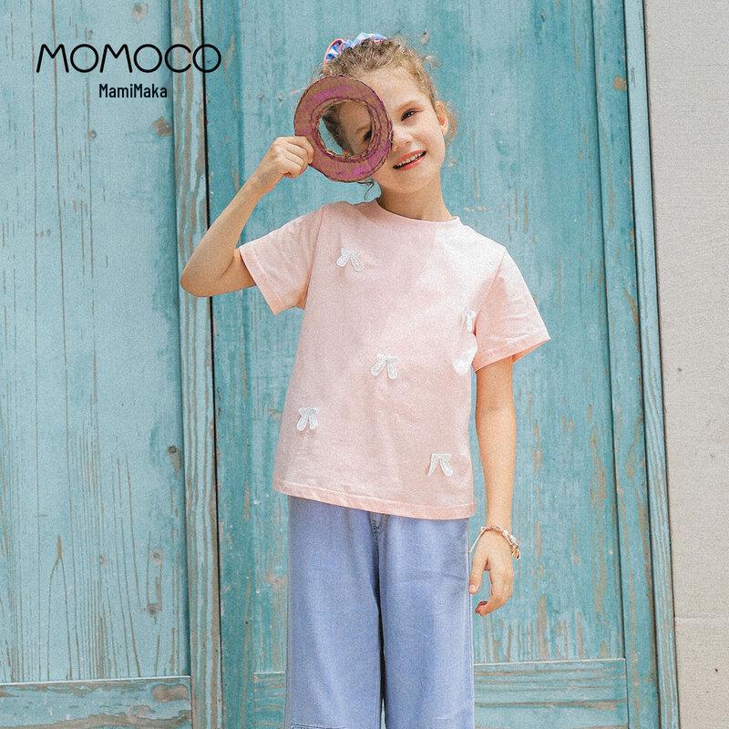MOMOCO Girls' Sweet Color-Block Short Sleeve T-Shirt