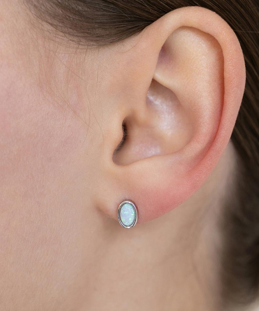 Tatiana (Silver 925) Oval Gem Earrings Ec3267