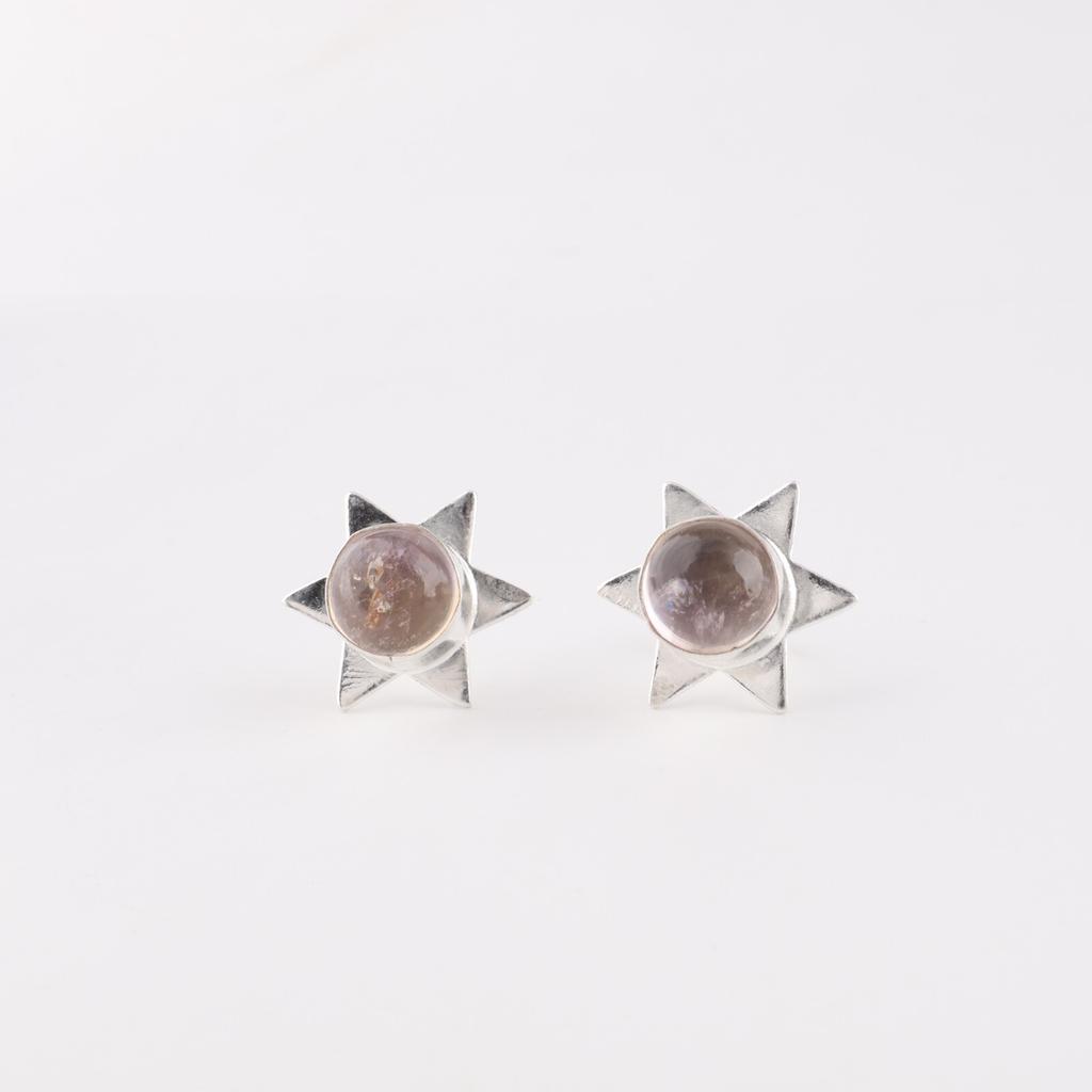 Ametrine Gemstone 925 Sterling Silver Jewelry Handmade Stud Earrings 0.44" Gift EE-175-25