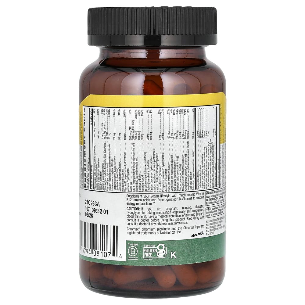 Country Life Max for Vegans Multivitamin and Mineral Complex, 120 Vegan Capsules