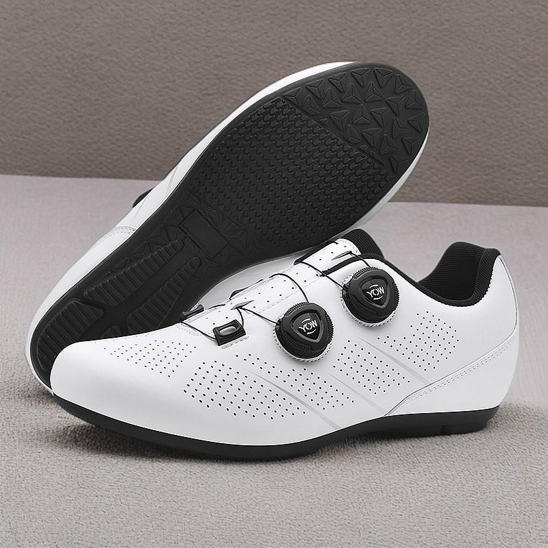 Unisex Cycling Shoes Mountain Road Bike Non-Cleat Clipless With Pedals Set Breathable Stiff Sole