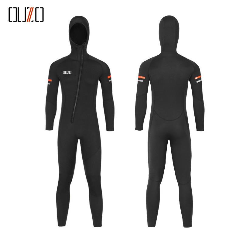 OUZO Mens 1.5mm Full Body Hooded Wetsuit Long Sleeve Diving Surfing Swimming Warmth UV Protection