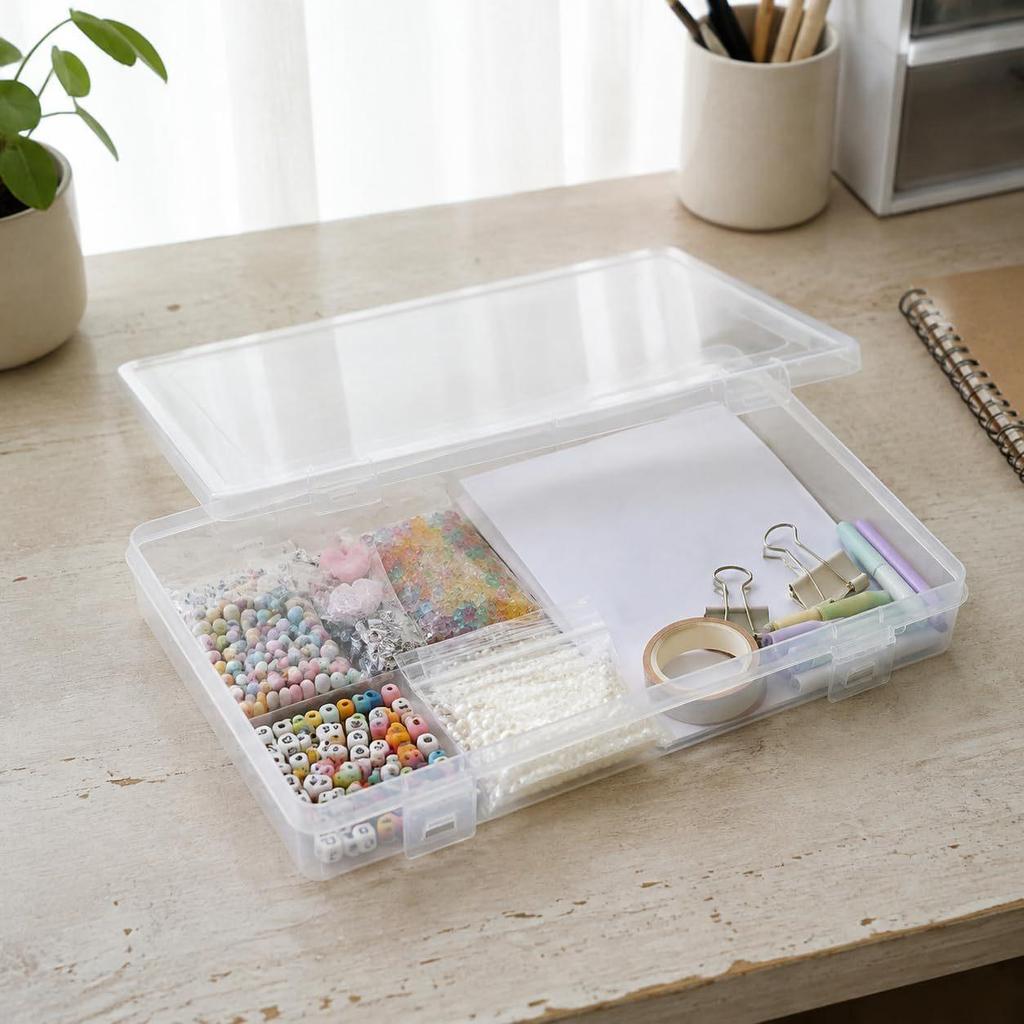 Plastic Document Storage Tote for A4 Folders Files and Craft Supplies with
