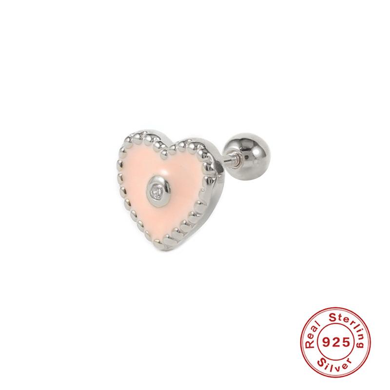 Серьги-гвоздики из стерлингового серебра S925 с одной спиралью, эмалью Love Oil, модные и милые, привлекающие внимание серьги