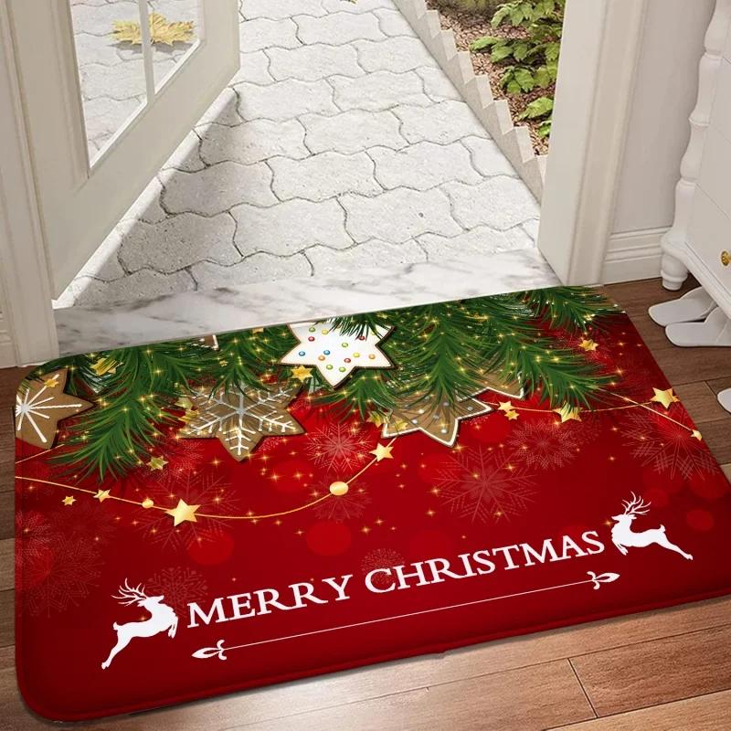 Christmas Welcome Door Mat Indoor Outdoor Non-Slip Dirt Resistant Door Mat Bedroom Bed Comfort Mat Living Room Floor Mat