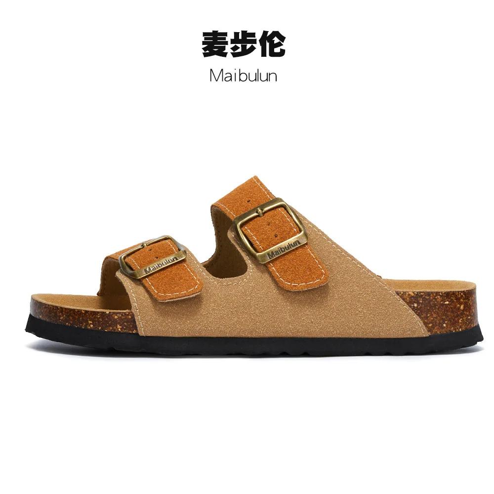 2024 New Summer Women's Cork Slippers Luxury Indoor Bottom Non Slip Shoes For Women Men Slippers Casual Beach Flip Flops Sandals