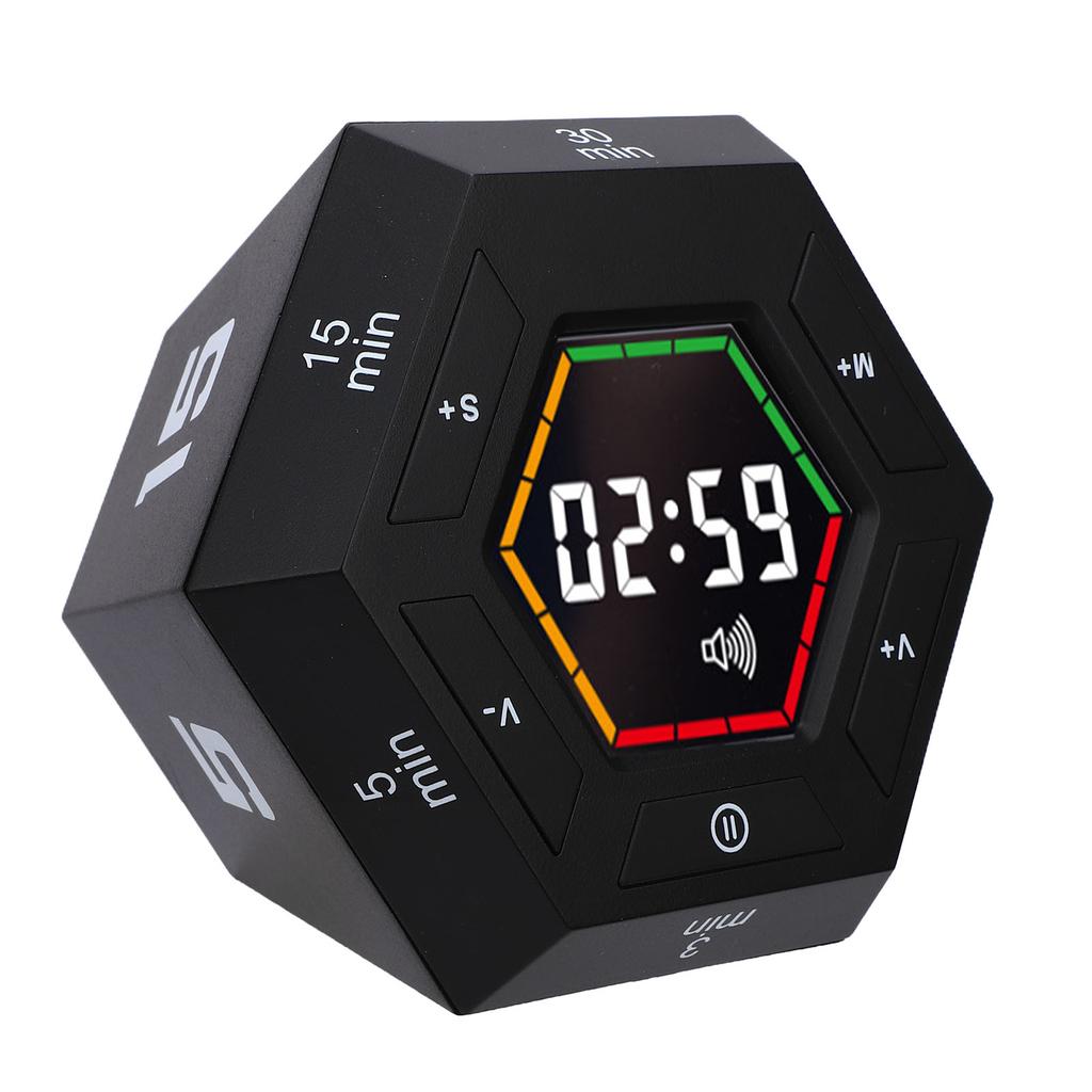 Timer Cube Hexagon Digital Display Count Up Countdown Magnetic Flip Timer for Study Kitchen Work