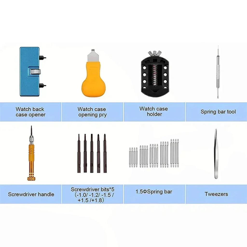 31 Pieces Watch Battery Replacement Kit Service Screwdriver Watch Band Replacement Tool Shell Opener Ideal Choice for Gifts