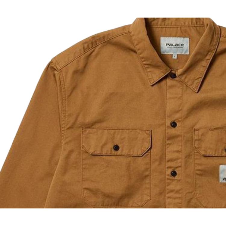 Palace x Carhartt WIP FW23 Co-Branded Classic Logo Dual Pocket Button-Down Shirt Unisex Tops Khaki I032721-KHAKI