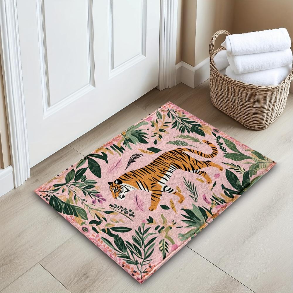Tropical Jungle Tiger Floor Mat Non-Slip Washable Welcome Mat Kitchen Bedroom Carpet Summer Home Decoration