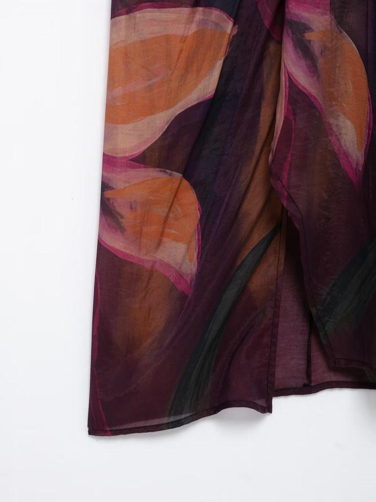 TAOP&ZA Spring/Summer Women's Elegant Loose Printed Midi Skirt