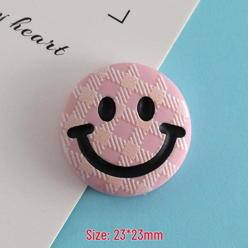 Smiley Face Pink Heart Resin Accessories for DIY: Phone Cases, Hair Clips, Pendants, Magnets, Shoe Patches
