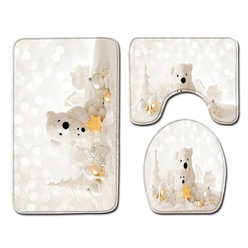 Christmas Bathroom Floor Mat Toilet Three-Piece Set
