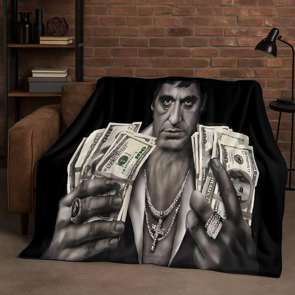 Classic Scarface Tony Gang Movie Flannel Blanket,Ultra Soft Plush Throw for Home Bedroom Bed Sofa Cover Office Picnic Kids Gift