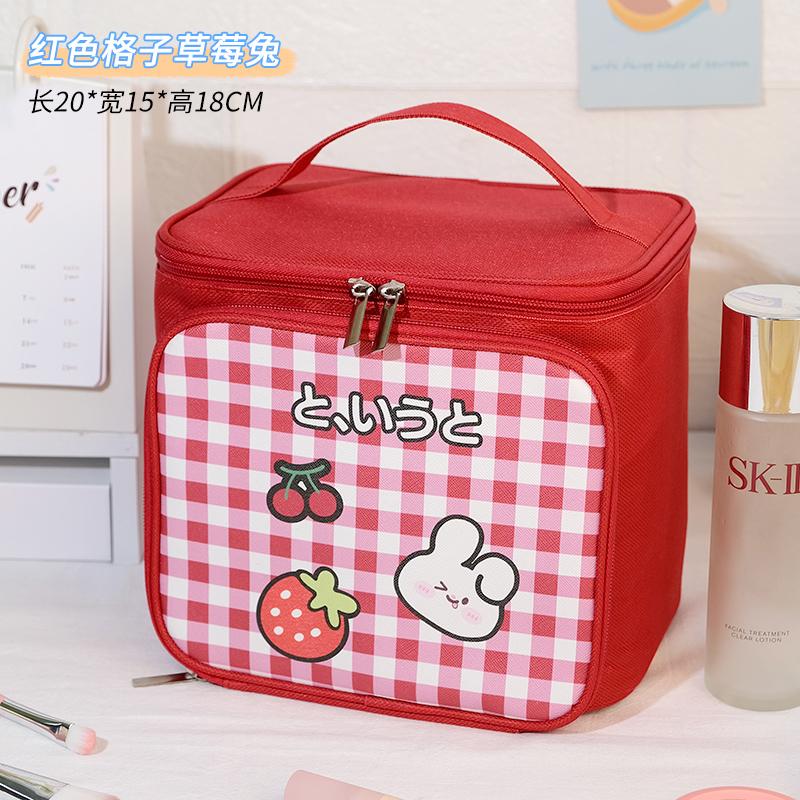 

Cartoon Kawaii Makeup Bag Portable Travel Wash Bag Storage Large Toiletry Bag Huge Storage Box Cosmetic Bag Organizer красный